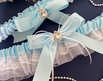 Light Blue Bridal Garter, Blue Garter Set, Blue Lace Garter. Wedding Bridal Garter, Baby Blue Bridal Garter