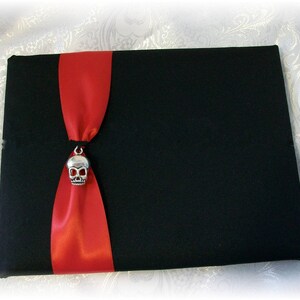 Gothic Wedding Skull Black Guest Book- Romona, Goth Wedding, Halloween Wedding Guest Book, Alternative Wedding