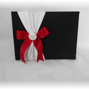 Black and White with Apple Red Wedding Guest Book, Black Guest Book, Apple Red Guest Book, White Guest Book, Red Guest Book