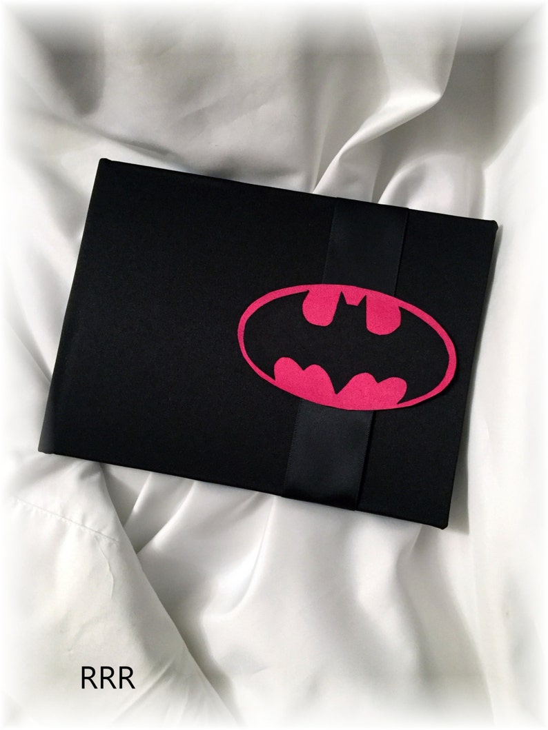Superhero Wedding Black and Pink Wedding Guest Book Batman Wedding Guest Book