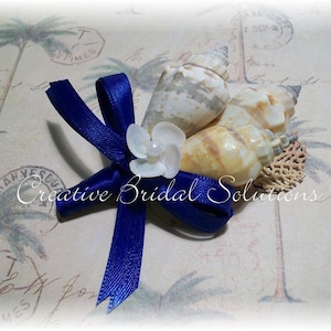 Royal Blue Muschel Bräutigam Groomsmen Hochzeit Boutonniere, Knopfloch, Hochzeit Strandknopfloch, Boutonniere