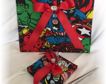 Avengers Wedding Guest Book, Guest Pen, Superhero Wedding Book, Superhero Wedding, Geek Wedding