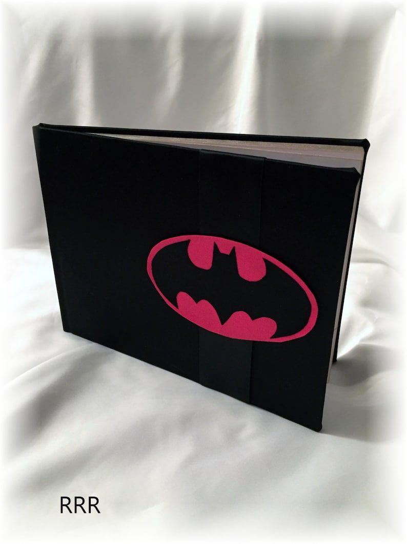 Superhero Wedding Black and Pink Wedding Guest Book Batman Wedding Guest Book