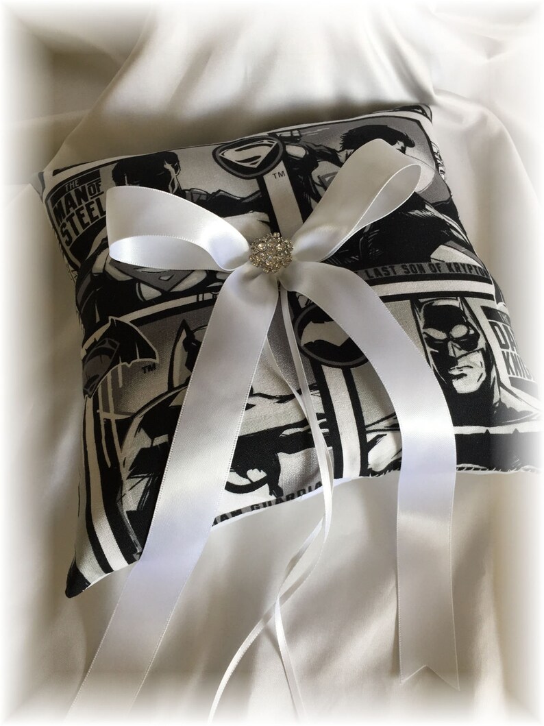 Batman Vs Superman Black and White Wedding Ring Pillow Batman Etsy