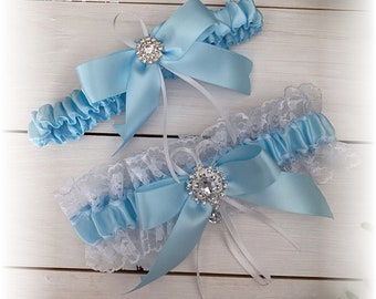 Ensemble jarretière mariage bleu clair, jarretière de mariage, ensemble jarretière en dentelle, jarretière pour mariage, ensemble jarretière en dentelle, jarretière pour mariage, couleur bleue
