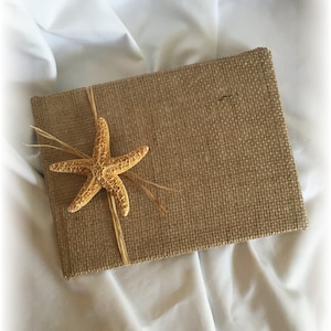 Burlap Starfish Beach Wedding Guest Book, Beach Wedding Guest Book, Canvas Guest Book, Nautical Wedding Guest Book
