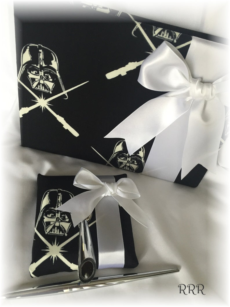 Sci fi Wedding Fantasy Wedding Star Wars Darth Vader Wedding Guest Book Black and White Wedding Guest Book Star Wars Wedding