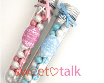 Baby Shower Favour - Personalised Chocolates Candy Test Tube Bomboniere.