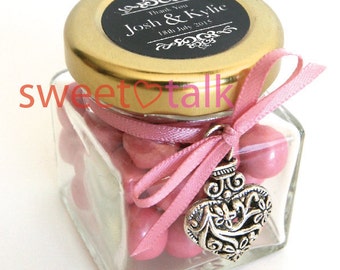 Wedding Favour, Bomboniere - Chocolates Candy Jar - INCLUDES CHOCOLATES & Thank You Label
