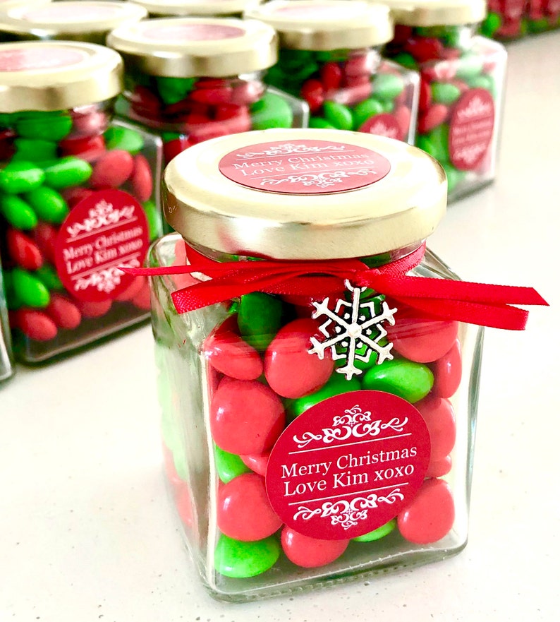 PERSONALISED Christmas Candy Jar Favour With Chocolate Buttons Etsy