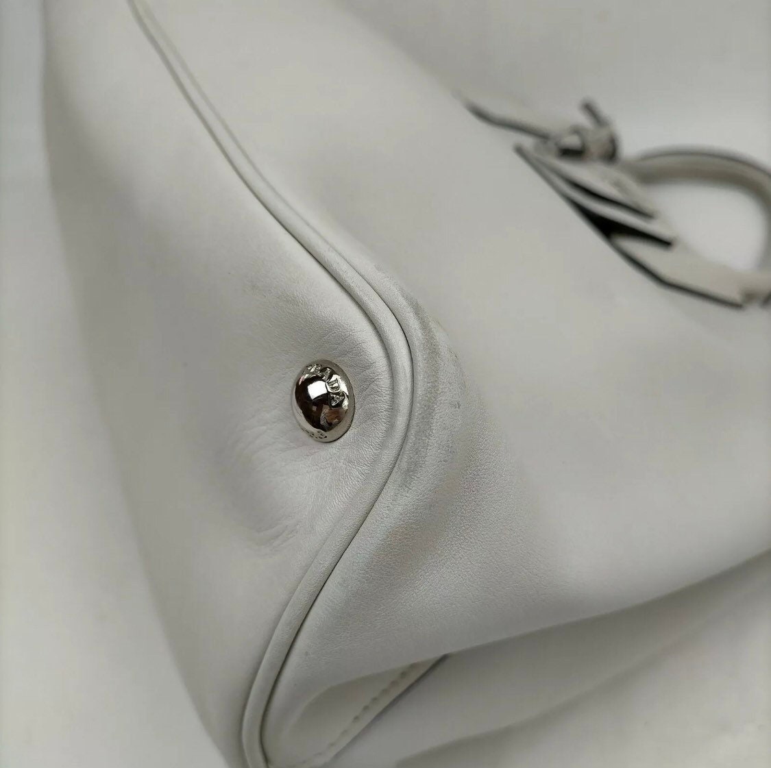Prada White Leather Large Hand Bag - Etsy