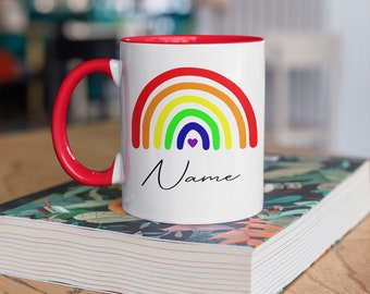 Gepersonaliseerde regenboogmok: cadeau aangepaste naam