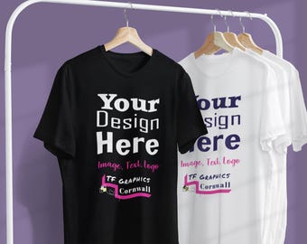 Custom Adult Unisex T-Shirt: Design Your Own Front Print 5 T Shirt Colours