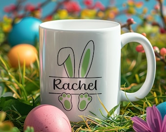 Custom Easter Bunny Mug, Personalized Coffee Tea Cup