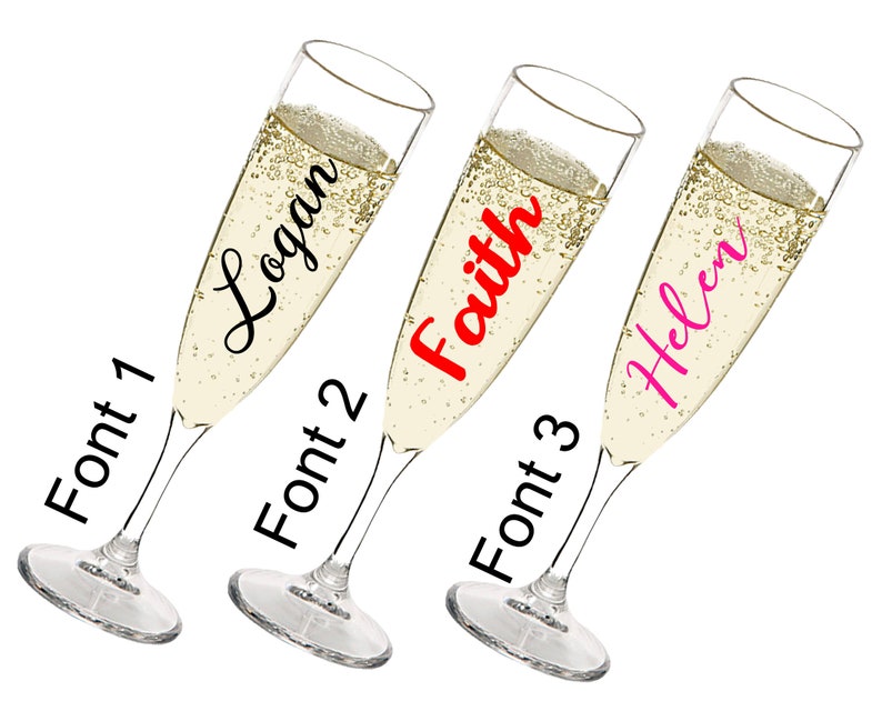 Personalised Name Champagne Glass 2 X Vinyl Decal Wedding Etsy