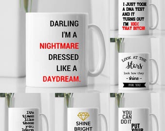 Song Lyric Mug: Nightmare, Stars, Diamond - 11oz Coffee Tea Gift