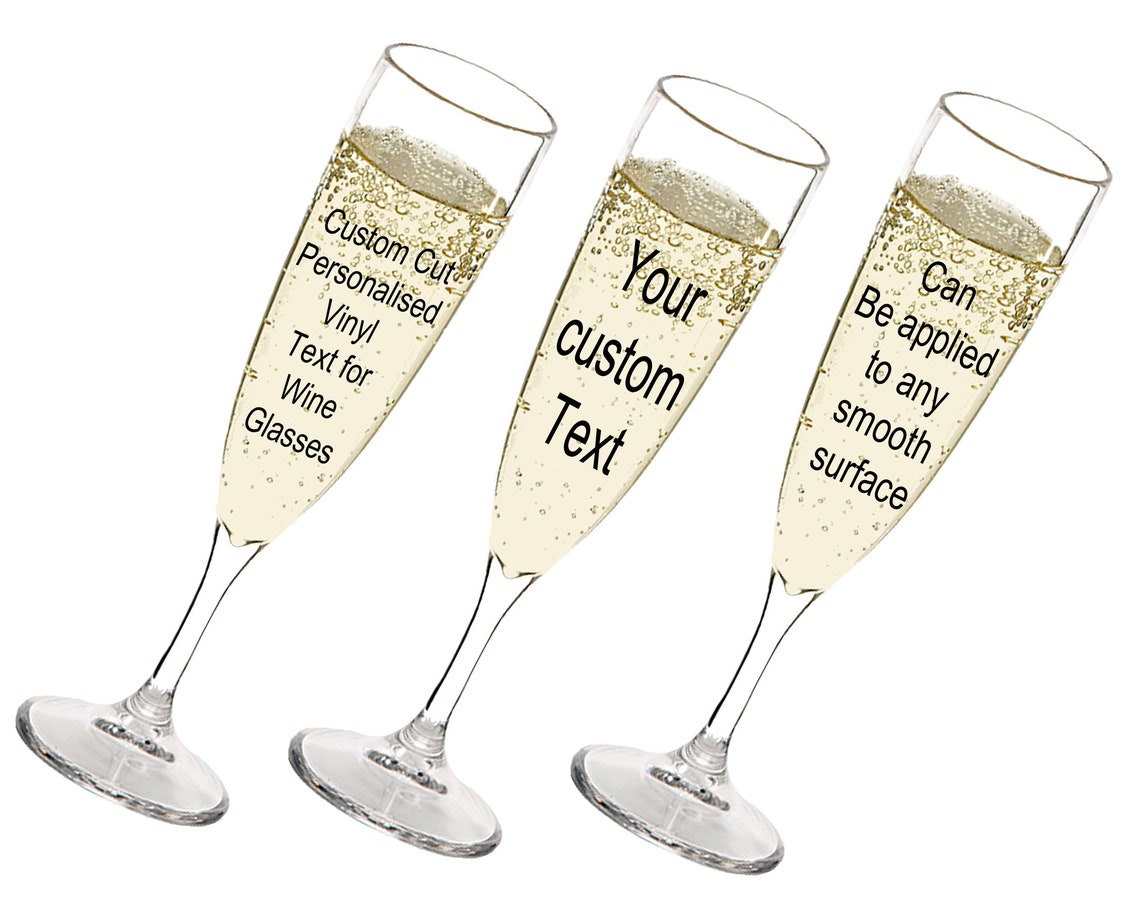 Personalised Name Champagne Glass 2 X Vinyl Decal Wedding Etsy