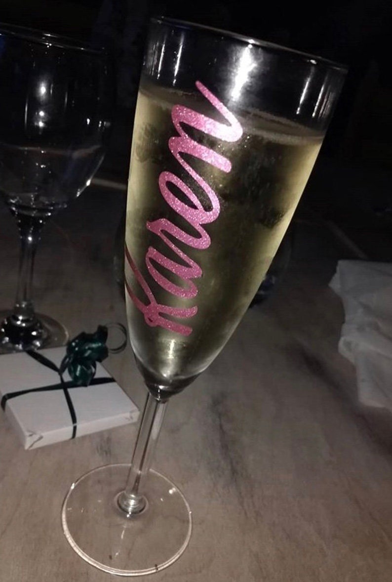 Personalised Name Champagne Glass 2 X Vinyl Decal Wedding Etsy