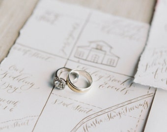 Custom Hand-Painted Wedding Map with Hand-Lettered Calligraphy