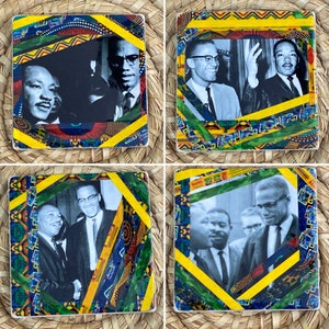 Malcolm X and Martin Luther King jr. Coasters (set of 4)