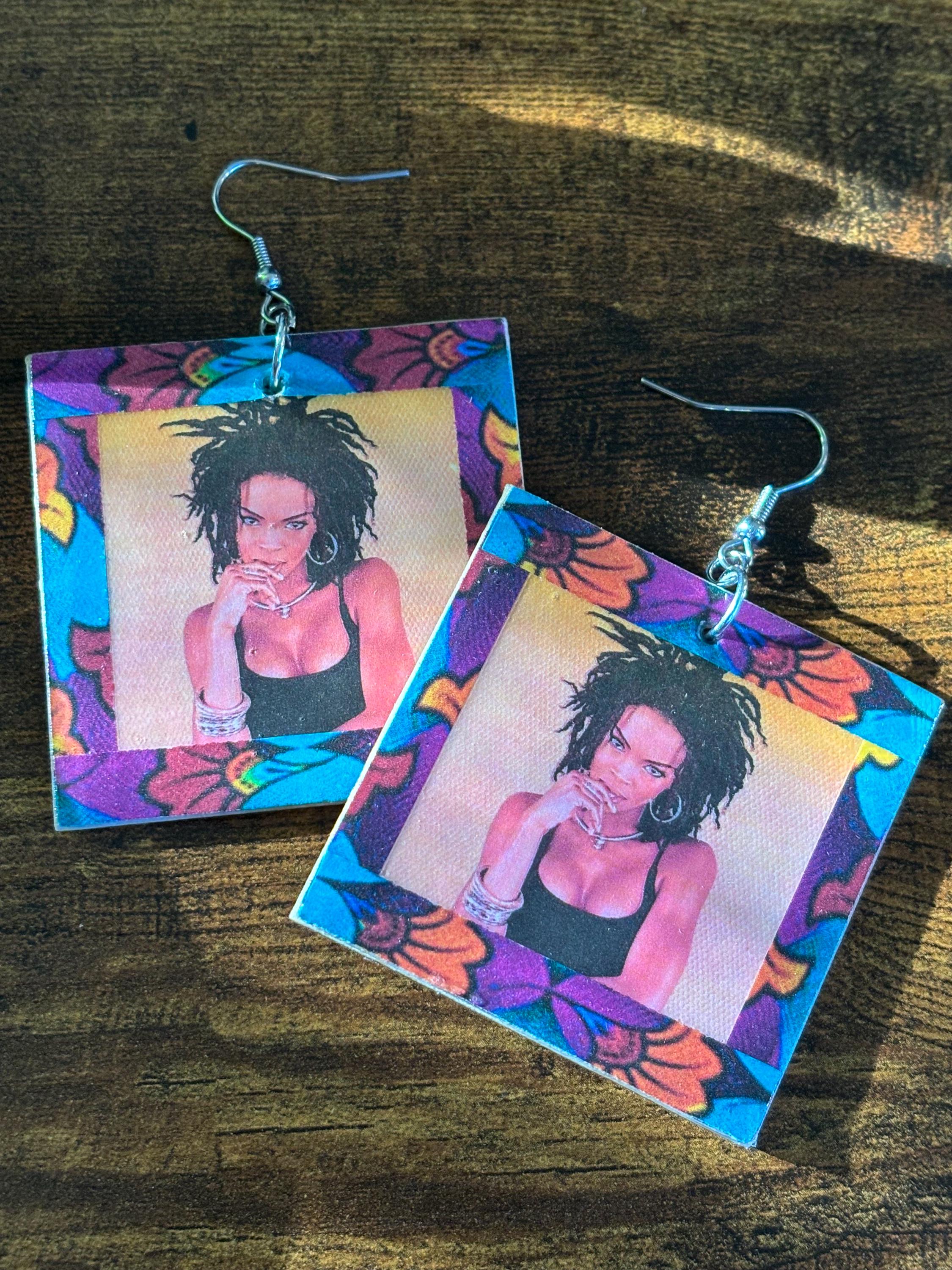 Wooden Face Earrings Wooden Lauryn Hill Face Hoop Earrings Afrocentric Ethnic Urban C 781757 - Foto 13