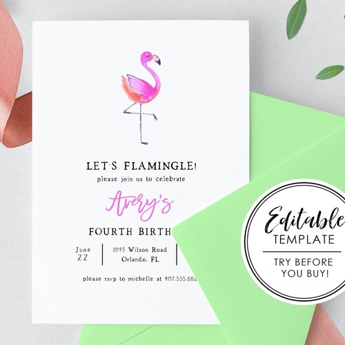 Let's Flamingle Birthday Printable Invitation Edit - Etsy