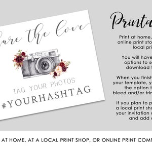 Social Media Hashtag Sign, Printable Wedding Sign - Editable Template ...