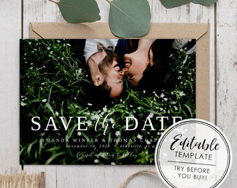 Simple Modern Photo Save the Date - Editable Template