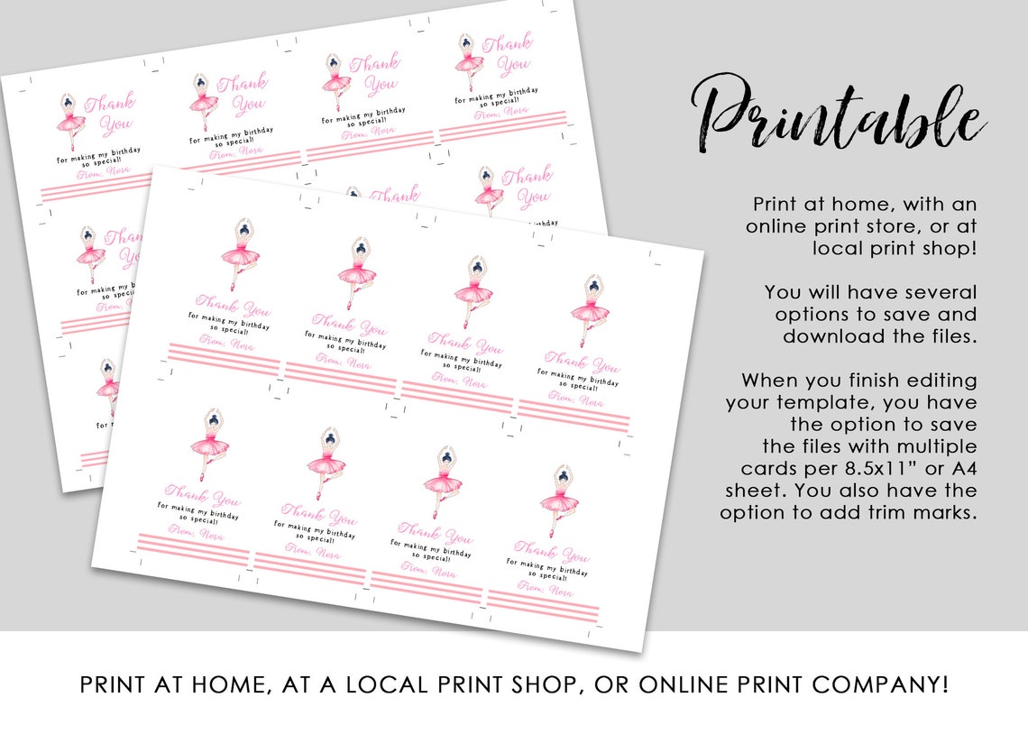 Printable Ballerina Watercolor Birthday Favor Gift Tag | Etsy