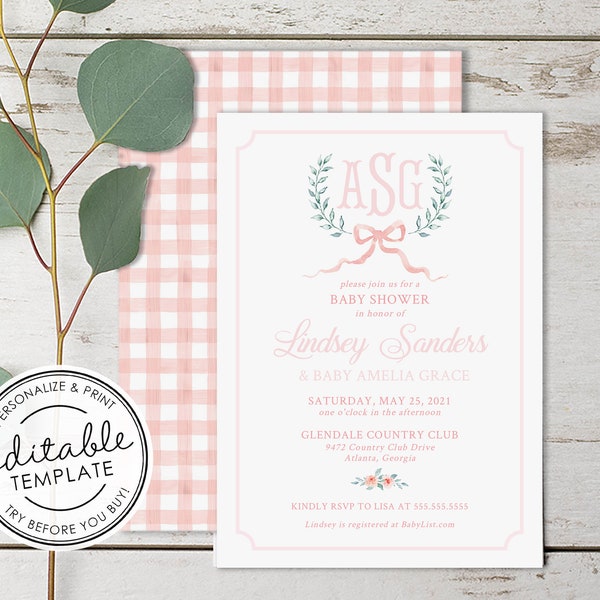 Gingham Invitation - Etsy