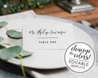 Modern Calligraphy Wedding Escort Cards / Place Cards - EDITABLE TEMPLATE - Instant Download