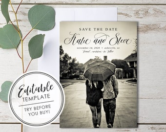 Simple Modern Photo Save the Date - Editable Template