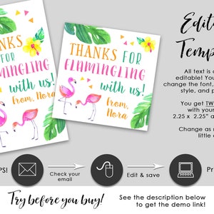 Printable Flamingo Birthday Favor Gift Tag EDITABLE TEMPLATE - Etsy