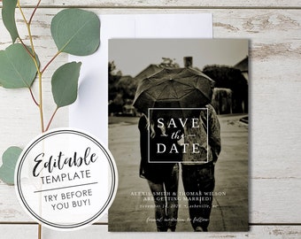 Simple Modern Photo Save the Date - Editable Template