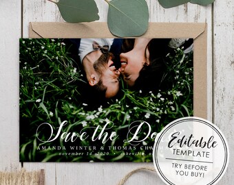 Simple Modern Photo Save the Date - Editable Template