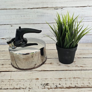 Vintage Revere Ware Tea Kettle - Small Tea Kettle - Revere Ware Tea Kettle with Black Handle and Copper Bottom