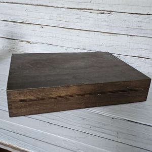 Vintage Wooden Veneer Flatware Storage Box - Maroon Interior - Simple Design