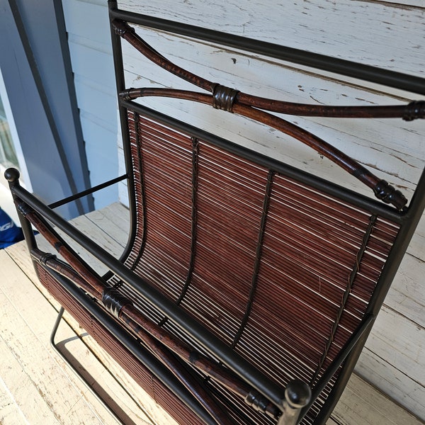 Vintage Bamboo and Metal Magazine Rack - Boho Retro Magazine Rack - Bathroom Decor - Towel Holder - Decorative Rack