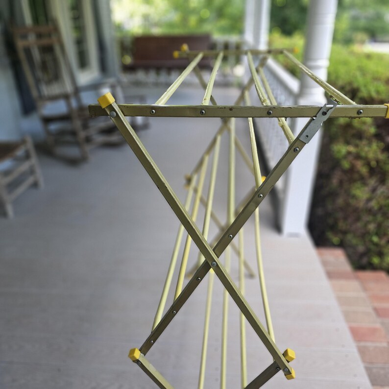 Tall Vintage Gold Metal Drying Rack: Collapsible Linen Display - Etsy