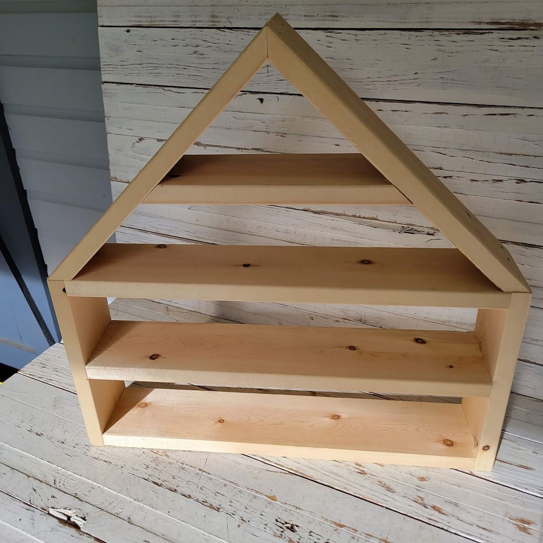 Wooden Knick Knack Shelf Shaped Like a House 4 Shelf Wall Etsy