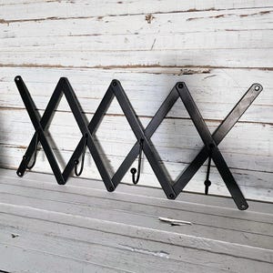 Collapsible Black Metal Rack - 4 Hook Hat Rack - Adjustable Rack - Long Hat Rack - Wall Decor - Closet Organizer - Rack for Storage