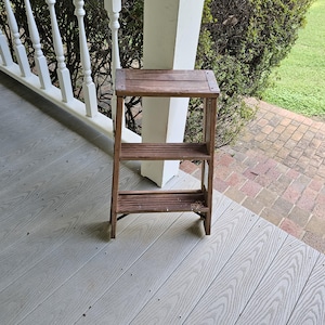 Vintage Werner Wooden Step Ladder: 2-Step Collapsible Ladder