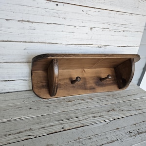 Handmade Wooden Shelf with 2 Pegs and Plate Rack Groove - Satin Finish - Great Condition - Wall Shelf - Home Decor