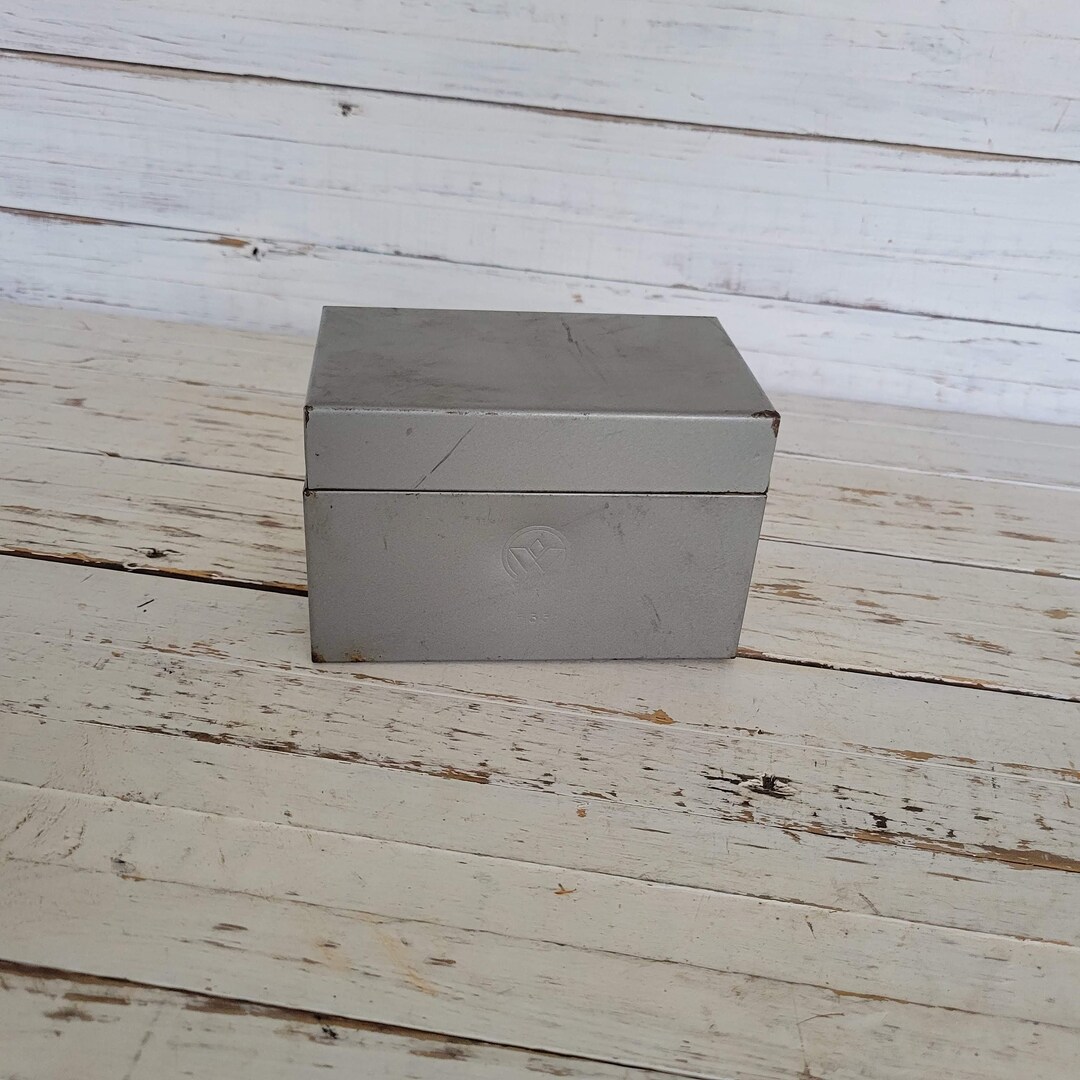 Vintage Metal Index Card Box Recipe Box Metal Storage Box Etsy
