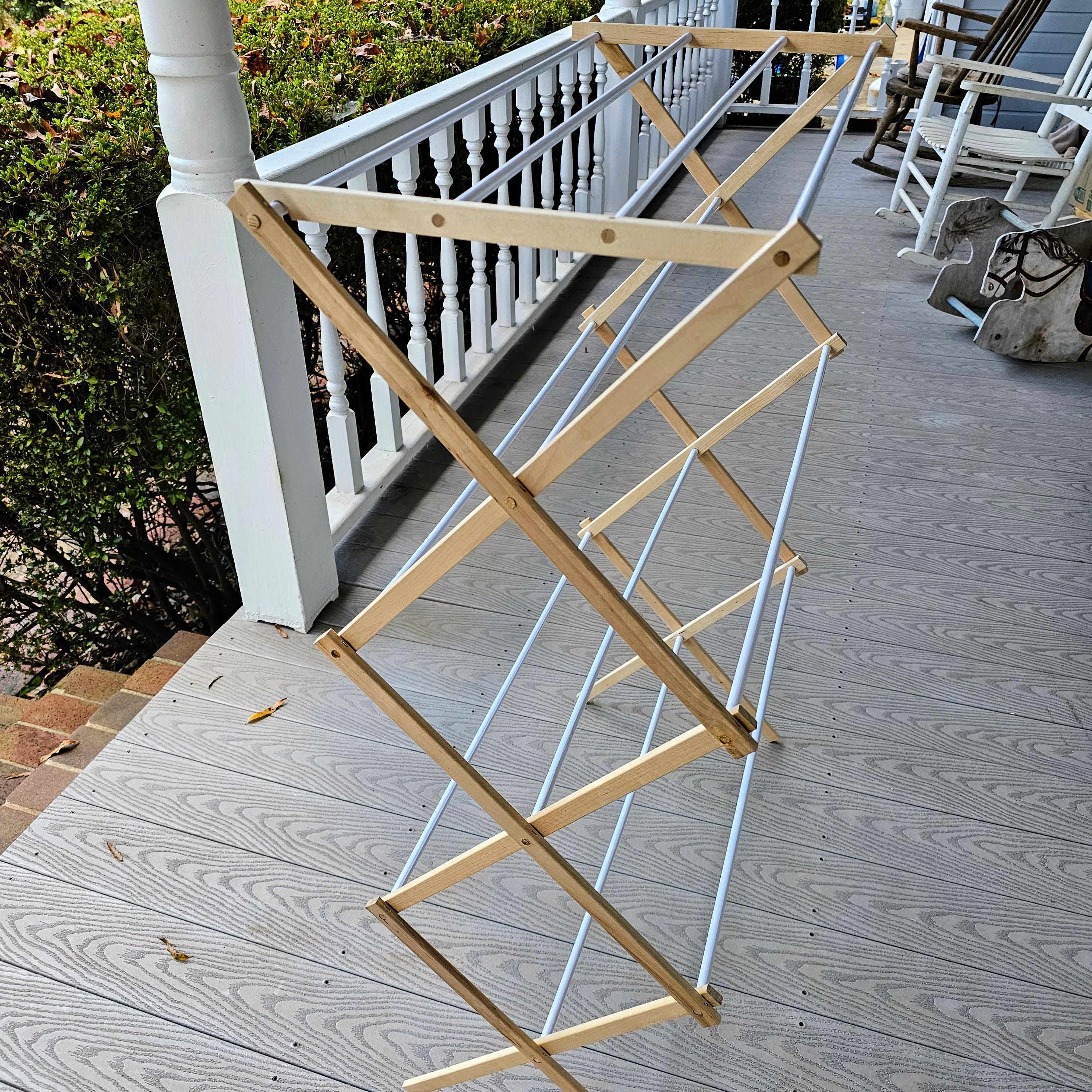 Tall Vintage Collapsible Drying Rack Wooden Tiered Drying Rack Vintage ...