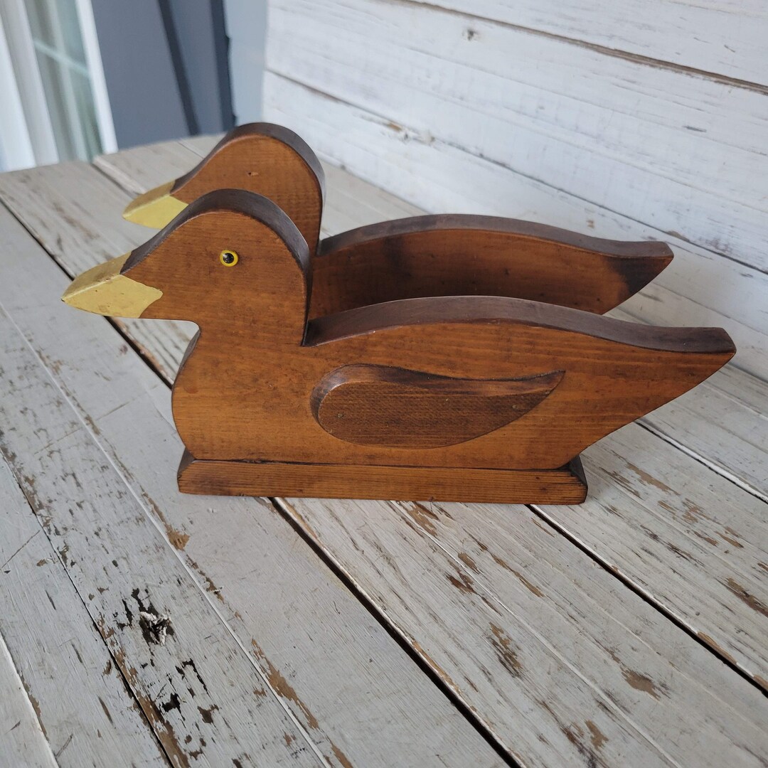 Wooden Duck Napkin Holder Handmade Wooden Ducks Napkin Etsy