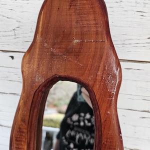 Hand Carved Oval Wood Mirror: Vintage Wall Decor (19x7x1)