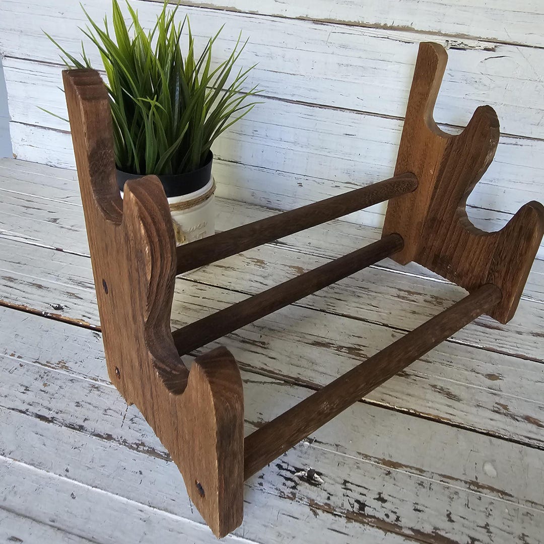 Double Pistol Rack - Small Gun Rack - Dark Colored Wood - Sturdy Pistol ...