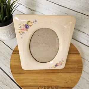 Vintage Porcelain Oval Picture Frames: Pink & Purple Roses