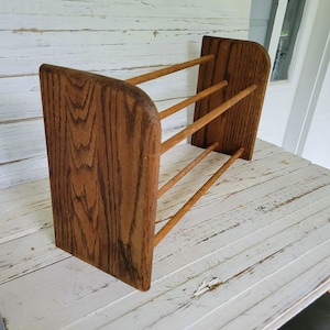 Double Wooden Book Rack - Tabletop Book Rack - Small Book Rack - Vintage Book Storage - 2 Row Wooden Spindle Book Rack - Kids Book - CD Rack